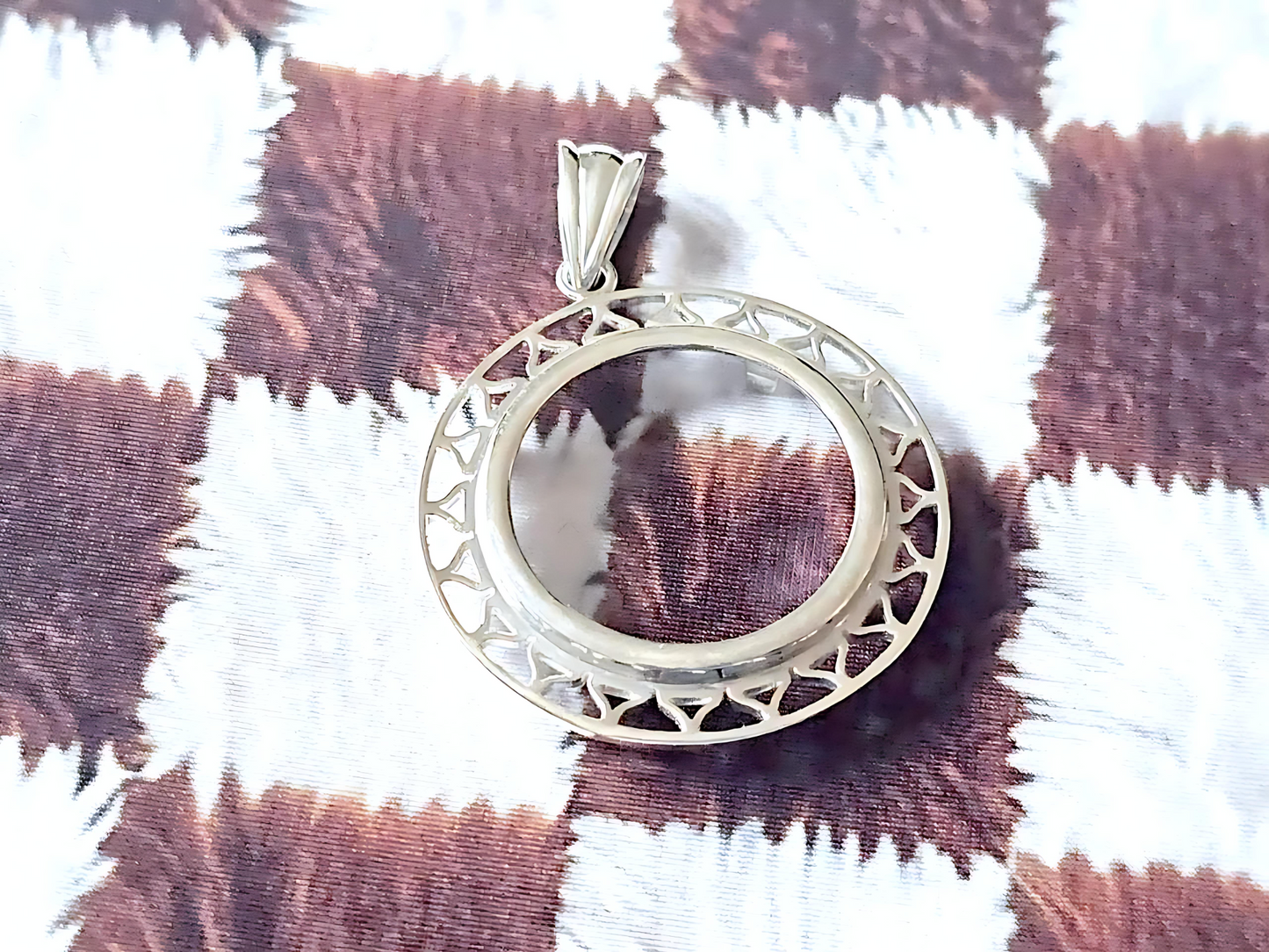 925 Sterling Silver Prong Back Filigree Edge Bezel for 22mm Nickel 5 Cent Coins