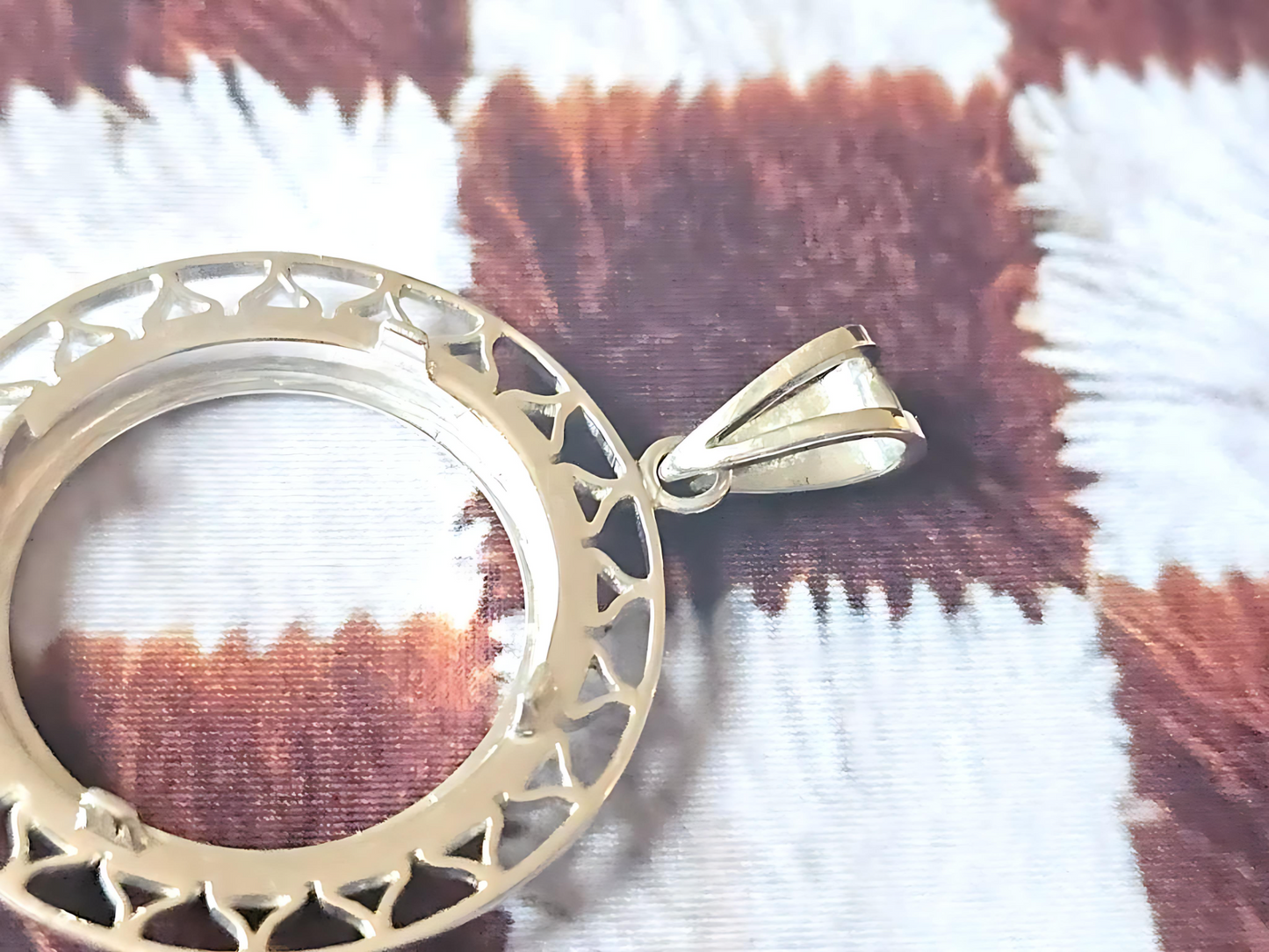 925 Sterling Silver Prong Back Filigree Edge Bezel for 22mm Nickel 5 Cent Coins