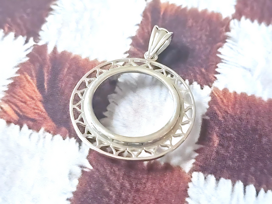 925 Sterling Silver Prong Back Filigree Edge Bezel for 22mm Nickel 5 Cent Coins