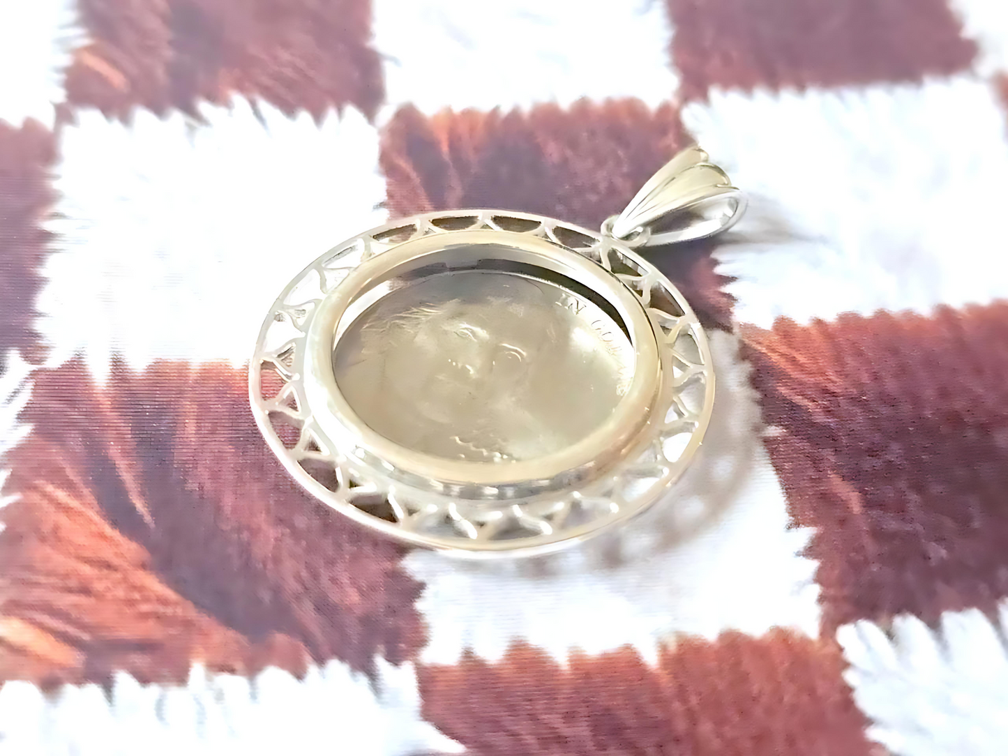 925 Sterling Silver Prong Back Filigree Edge Bezel for 22mm Nickel 5 Cent Coins