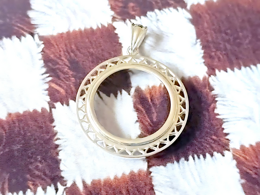 925 Sterling Silver Prong Back Filigree Edge Bezel for 24mm Quarter 25Cent Coins
