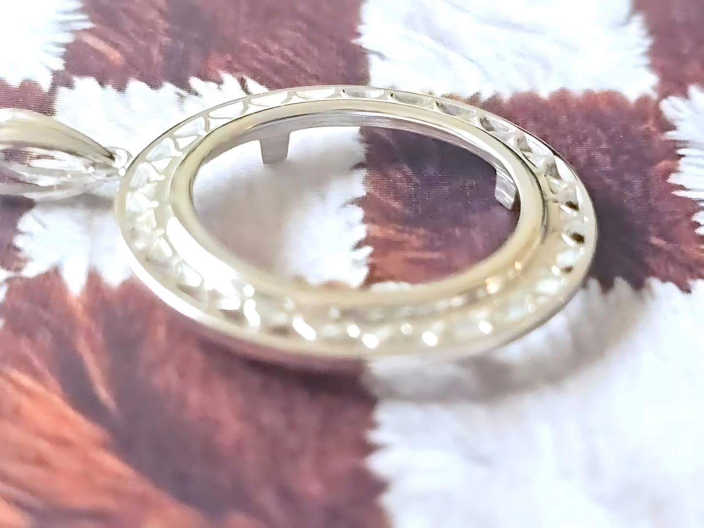 925 Sterling Silver Prong Back Filigree Edge Bezel for 24mm Quarter 25Cent Coins