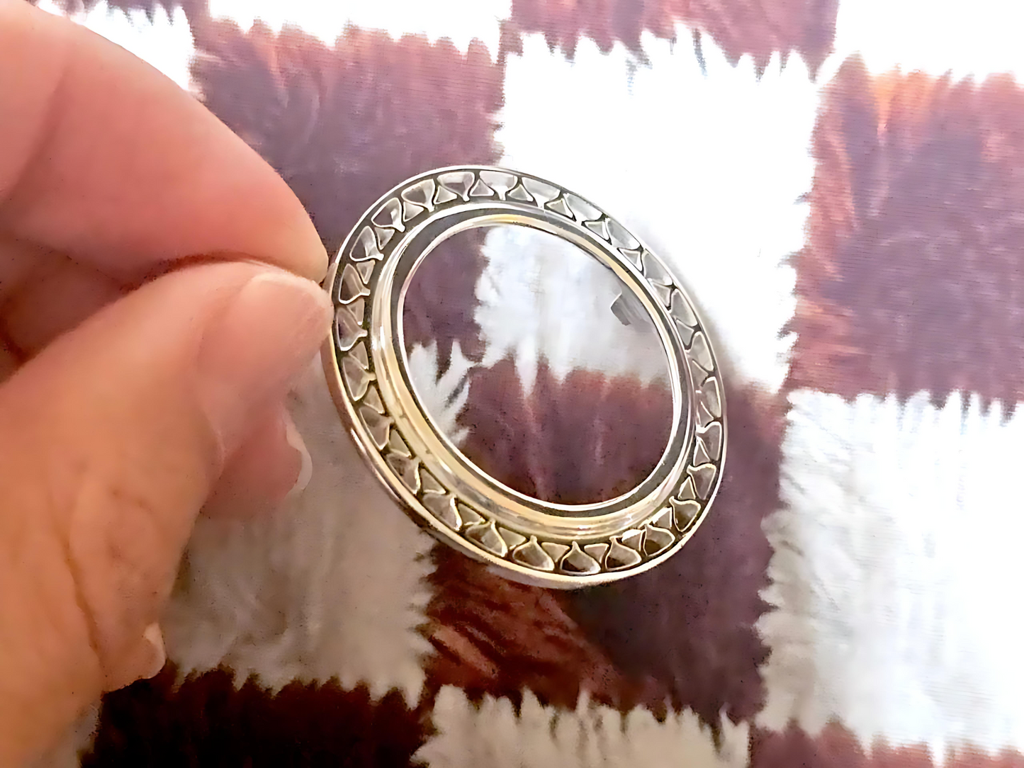 925 Sterling Silver Prong Back Filigree Edge Bezel for 24mm Quarter 25Cent Coins