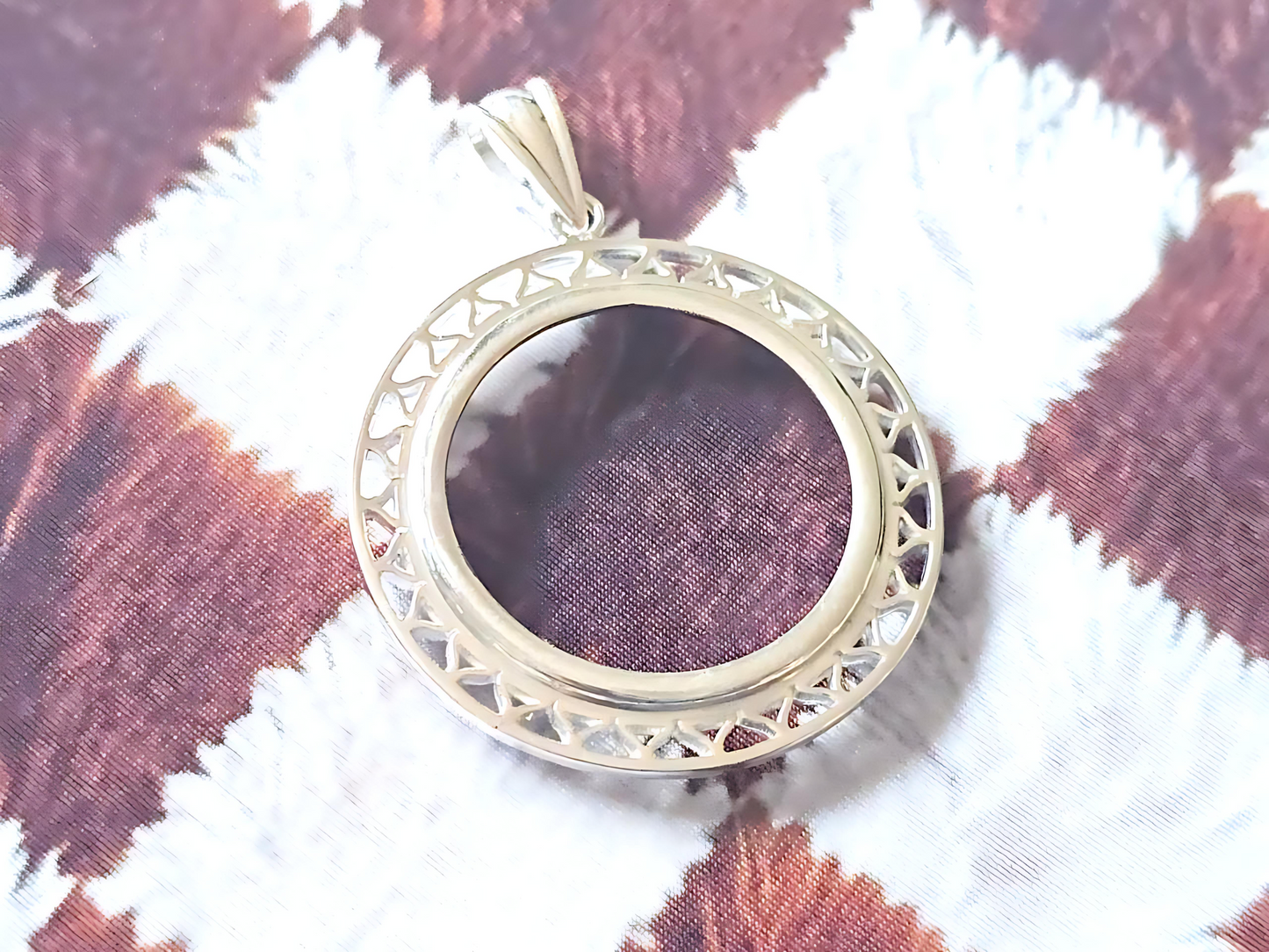 925 Sterling Silver Prong Back Filigree Edge Bezel for 24mm Quarter 25Cent Coins