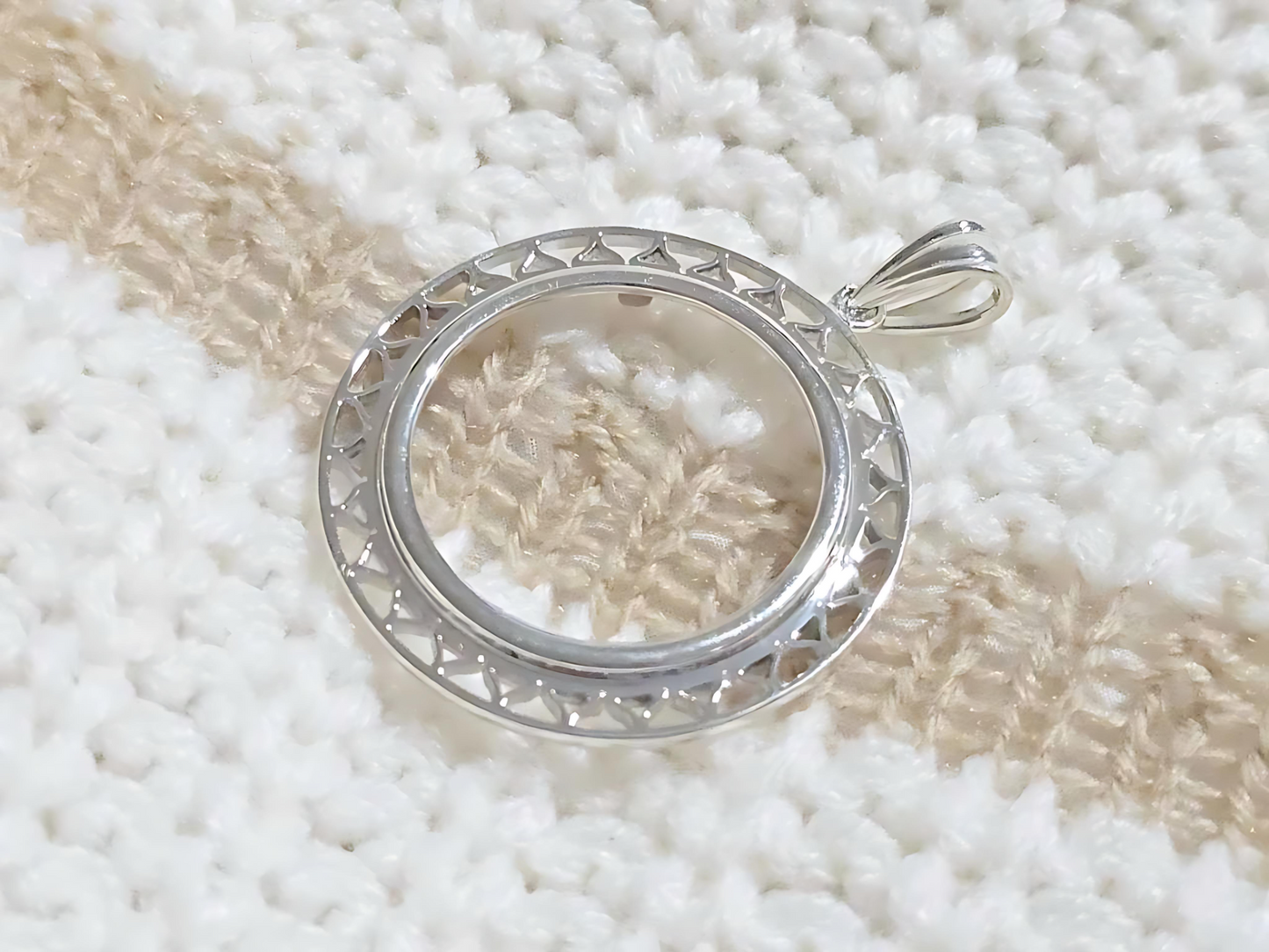 925 Sterling Silver Prong Back Filigree Edge Bezel for 26mm Coins