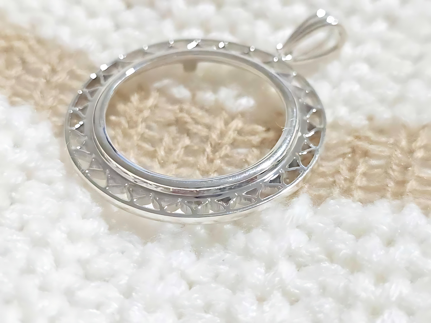 925 Sterling Silver Prong Back Filigree Edge Bezel for 26mm Coins