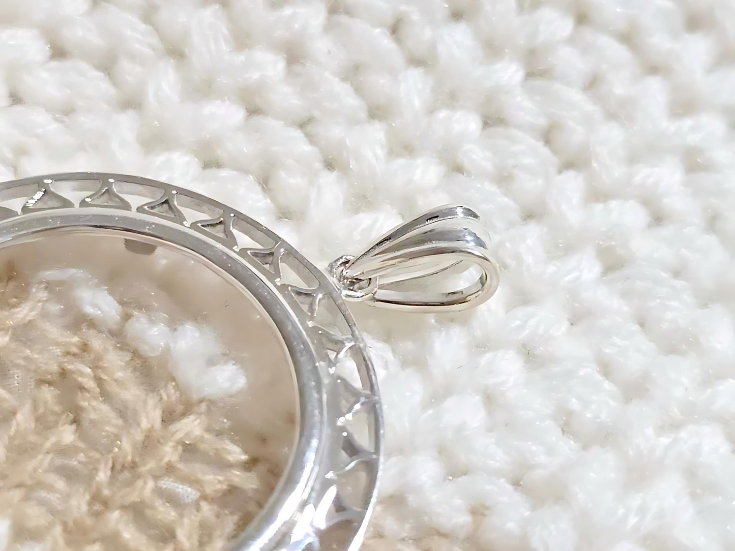 925 Sterling Silver Prong Back Filigree Edge Bezel for 26mm Coins