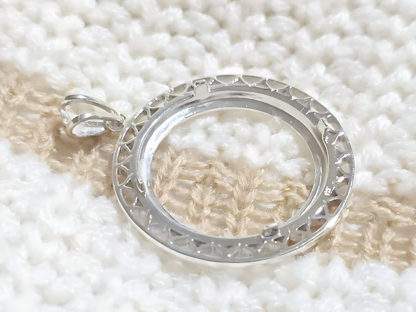 925 Sterling Silver Prong Back Filigree Edge Bezel for 26mm Coins
