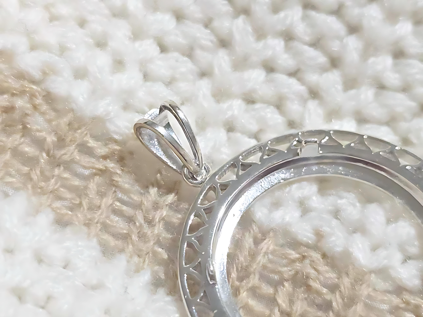 925 Sterling Silver Prong Back Filigree Edge Bezel for 26mm Coins