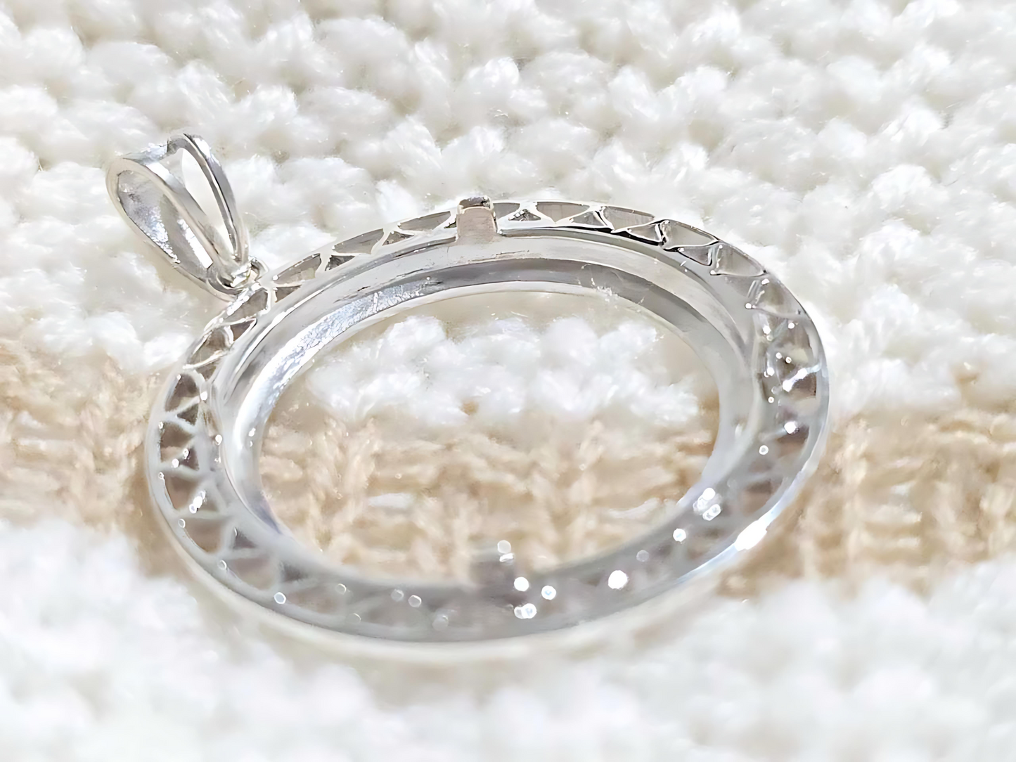 925 Sterling Silver Prong Back Filigree Edge Bezel for 26mm Coins