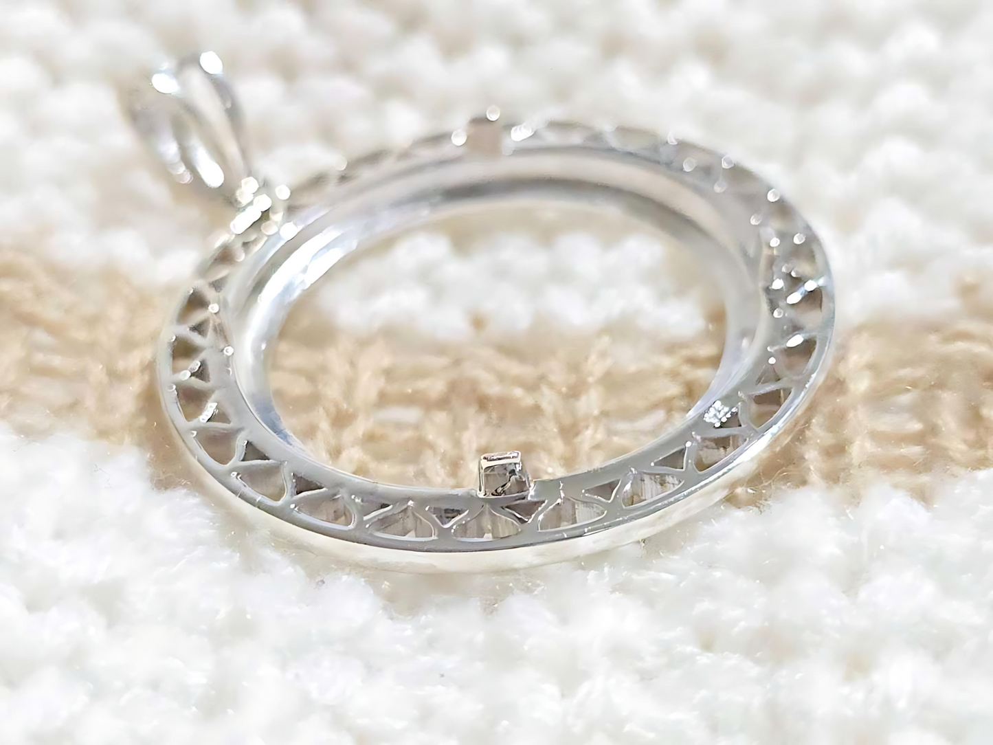 925 Sterling Silver Prong Back Filigree Edge Bezel for 26mm Coins