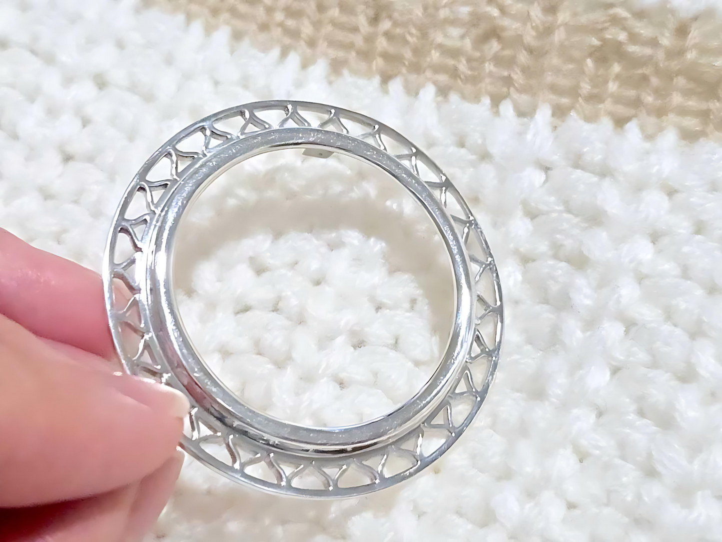 925 Sterling Silver Prong Back Filigree Edge Bezel for 30mm 50 Cent Coins