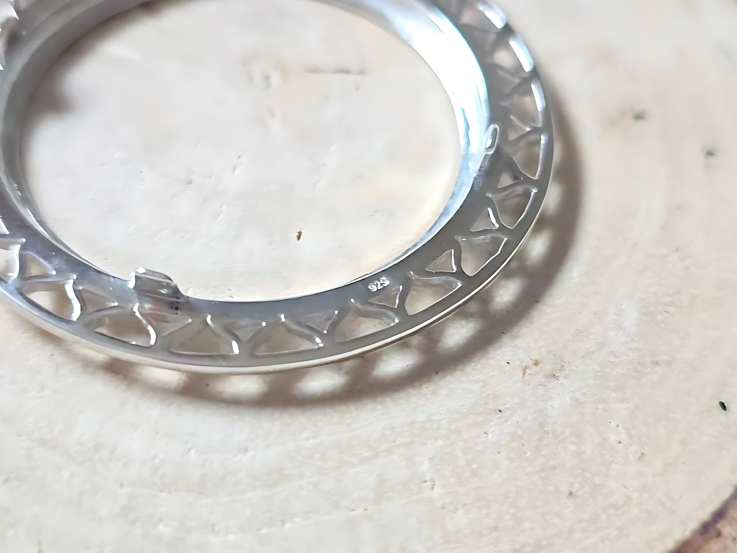 925 Sterling Silver Prong Back Filigree Edge Bezel for 34mm Mexican 1 Peso Coins