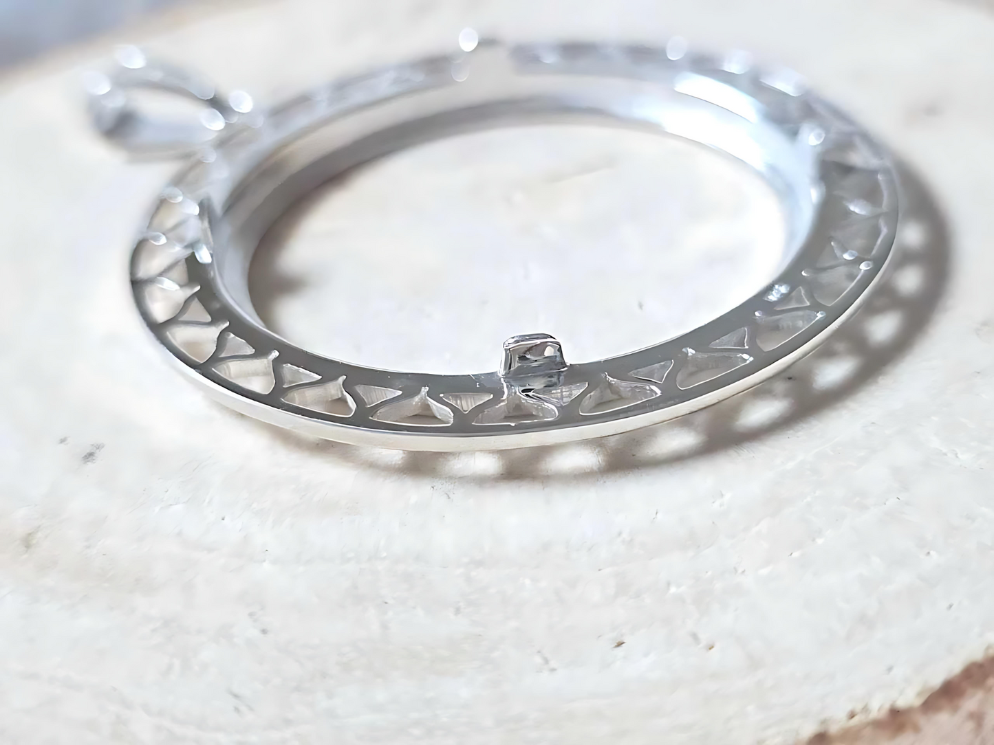 925 Sterling Silver Prong Back Filigree Edge Bezel for 34mm Mexican 1 Peso Coins