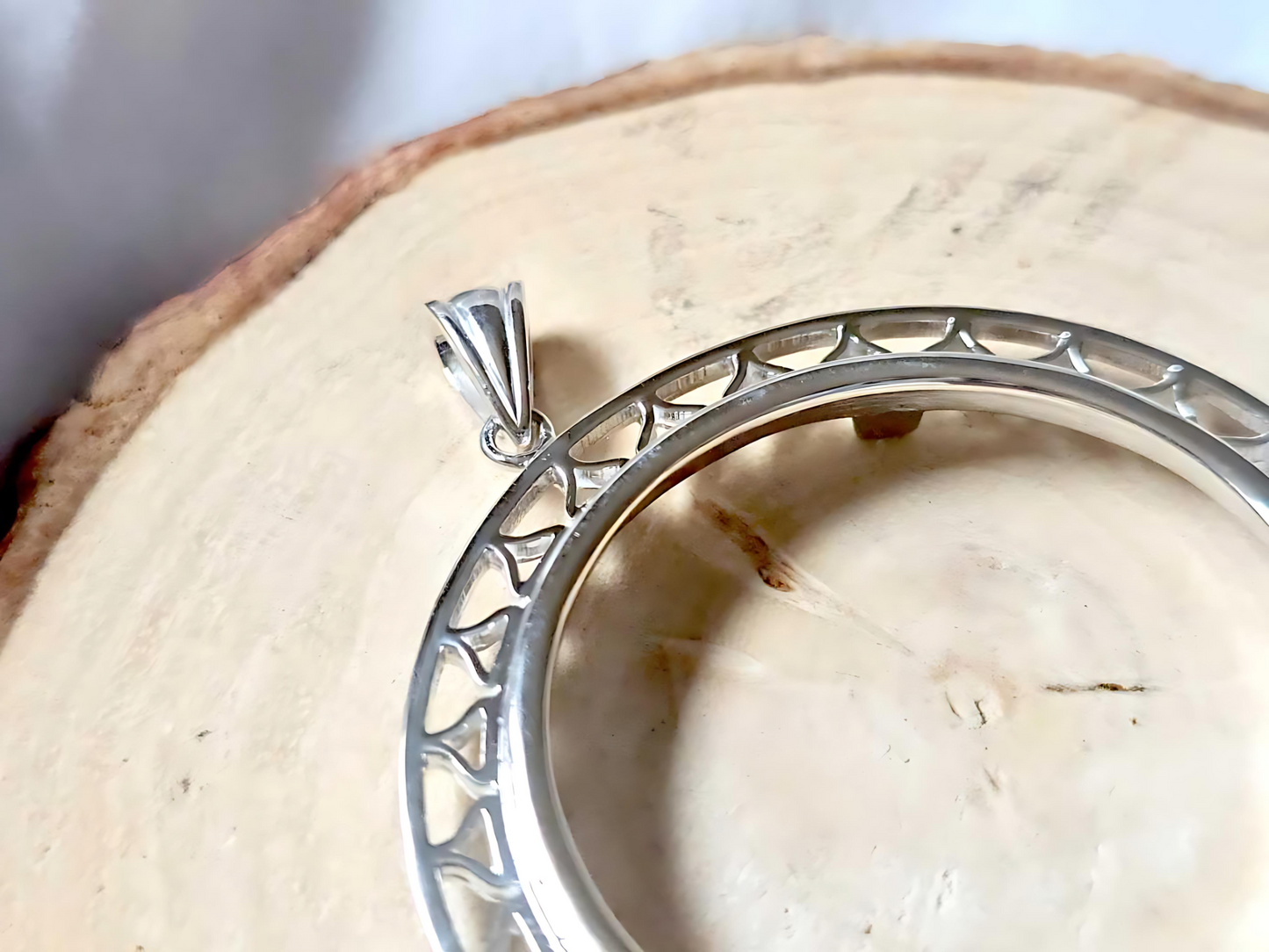 925 Sterling Silver Prong Back Filigree Edge Bezel for 36mm Coins