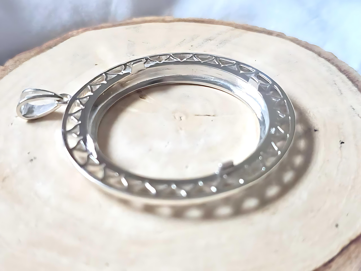 925 Sterling Silver Prong Back Filigree Edge Bezel for 36mm Coins