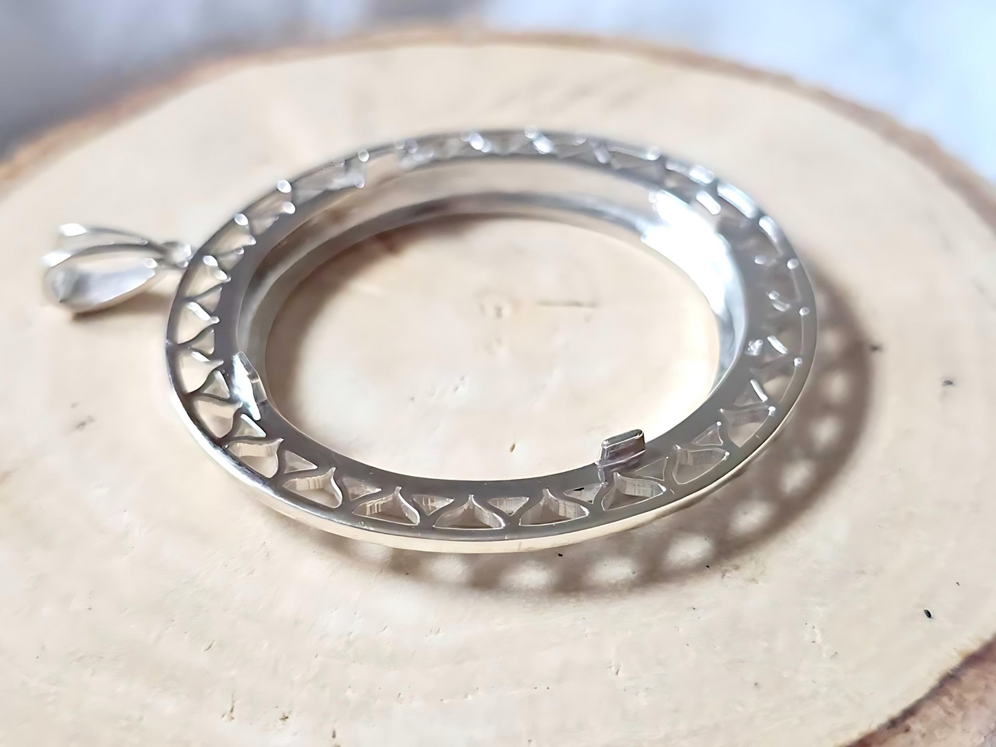 925 Sterling Silver Prong Back Filigree Edge Bezel for 36mm Coins