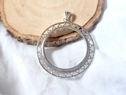 925 Sterling Silver Prong Back Filigree Edge Bezel for 36mm Coins