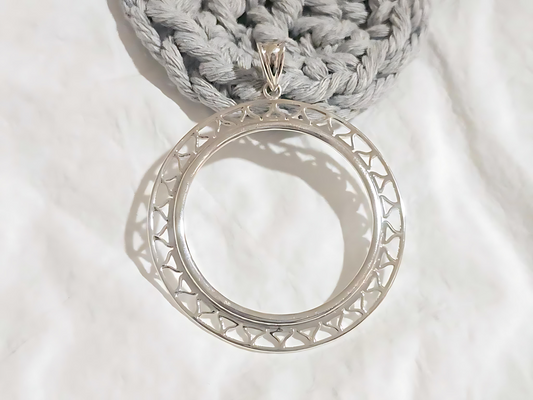 925 Sterling Silver Prong Back Filigree Edge Bezel for 38mm 1 Dollar Coins