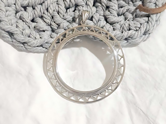 925 Sterling Silver Prong Back Filigree Edge Bezel for 39mm 1oz Coins
