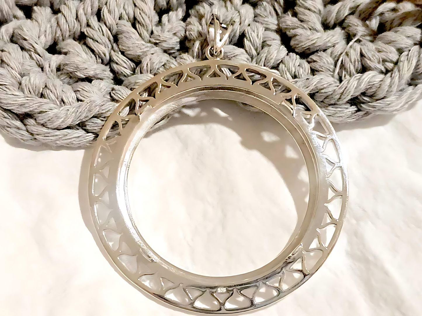 925 Sterling Silver Prong Back Filigree Edge Bezel for 39mm 1oz Coins