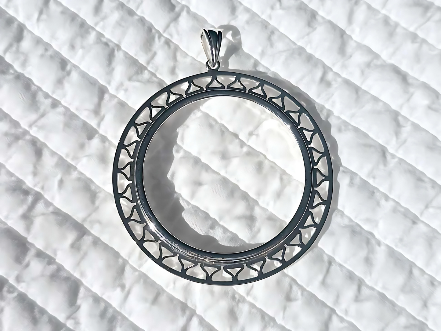 925 Sterling Silver Prong Back Filigree Edge Bezel for 41mm 1 oz Coins