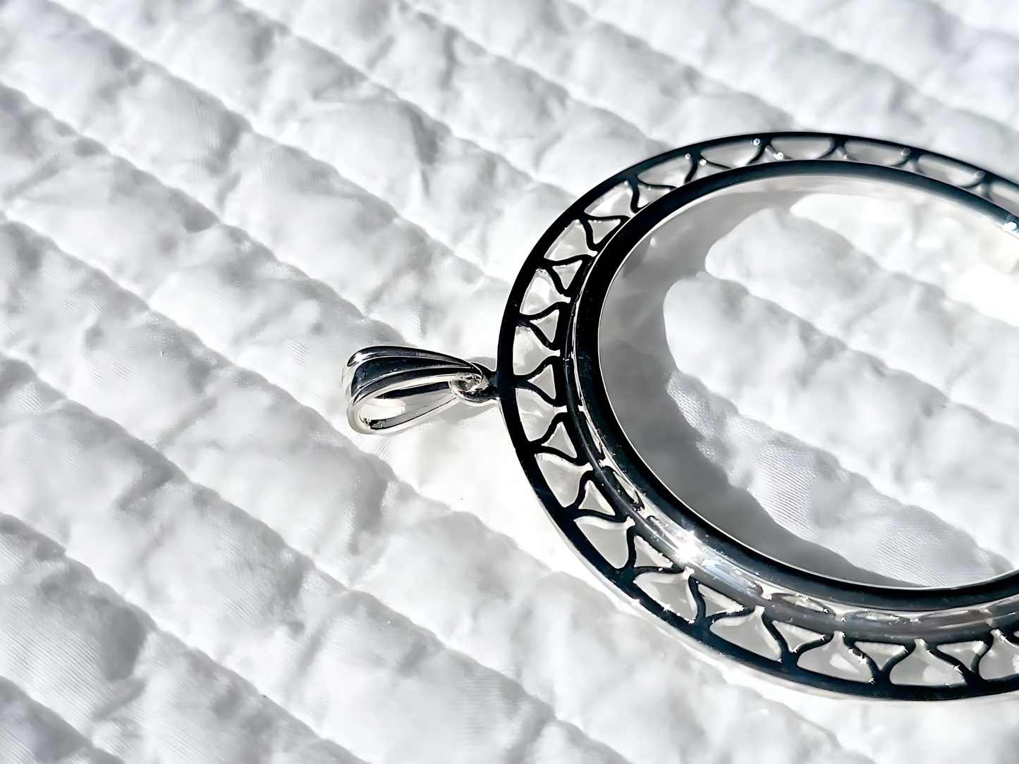 925 Sterling Silver Prong Back Filigree Edge Bezel for 41mm 1 oz Coins