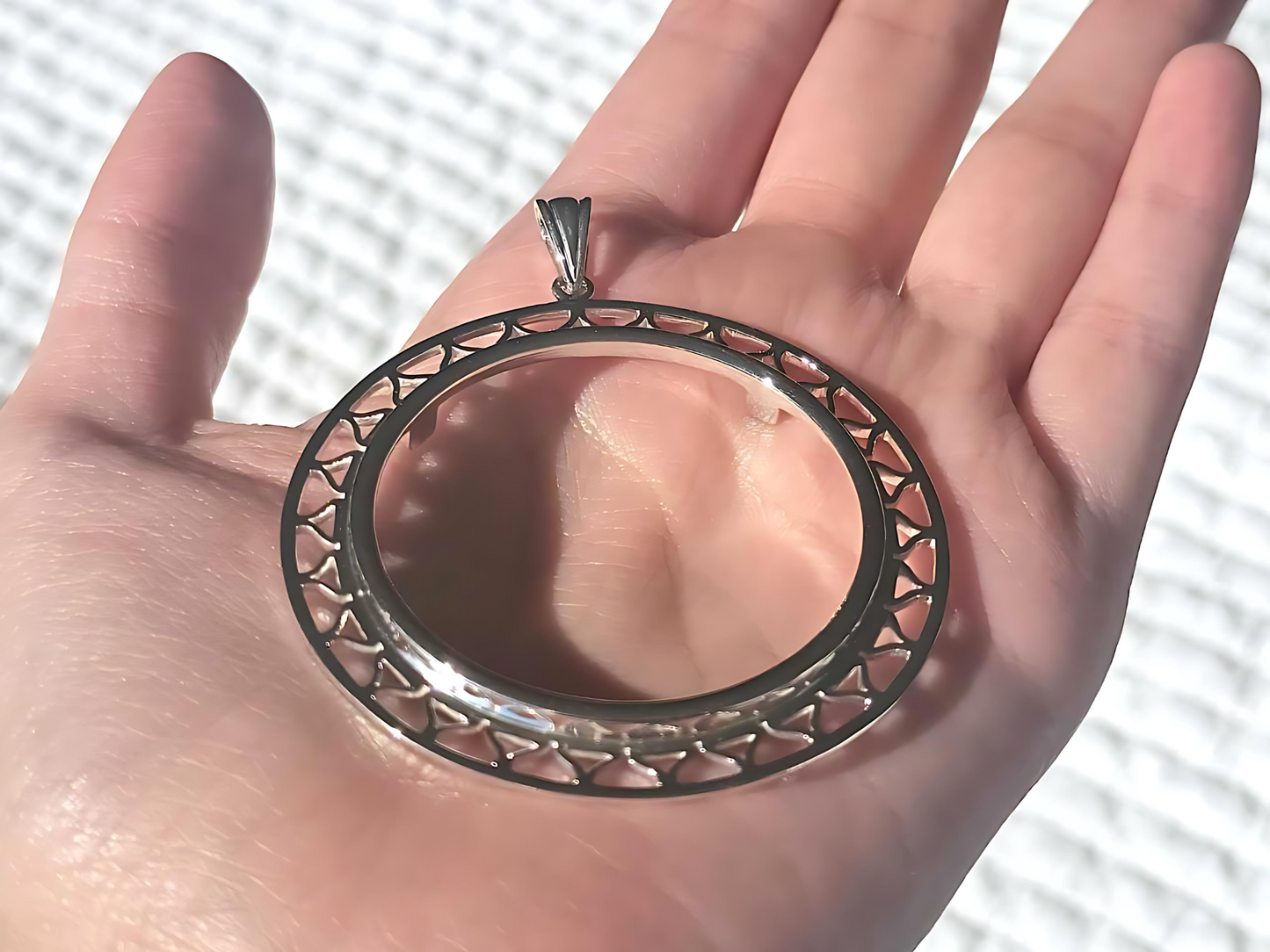 925 Sterling Silver Prong Back Filigree Edge Bezel for 41mm 1 oz Coins