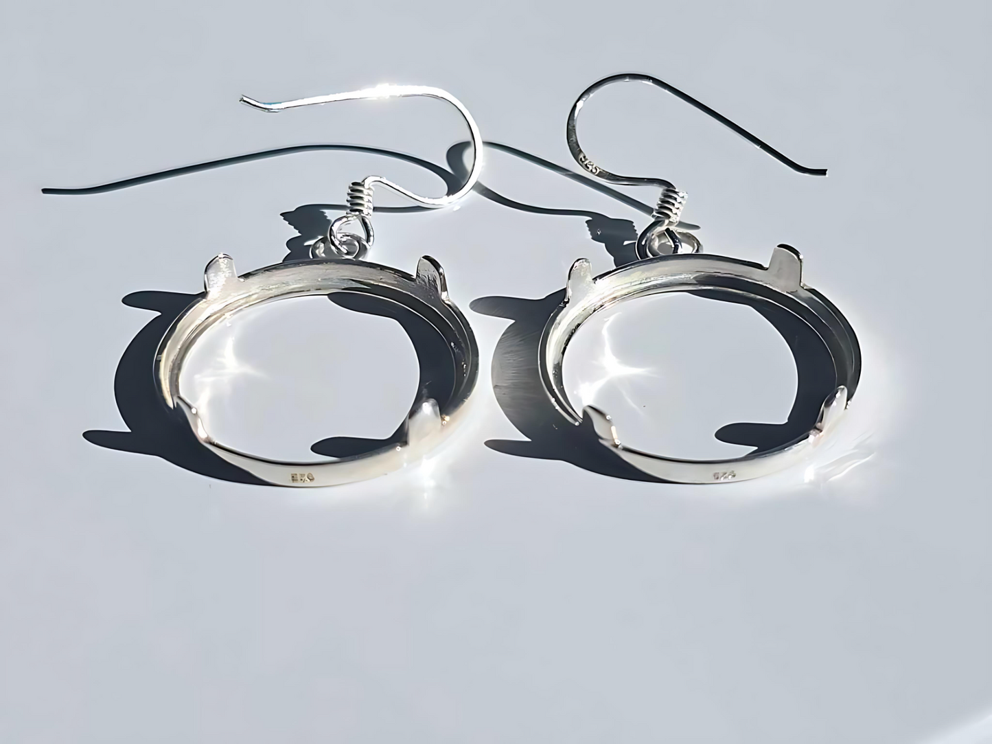 925 Sterling Silver Prong Back Simple Bezel Earring for 18mm Dime 10 Cent Coins