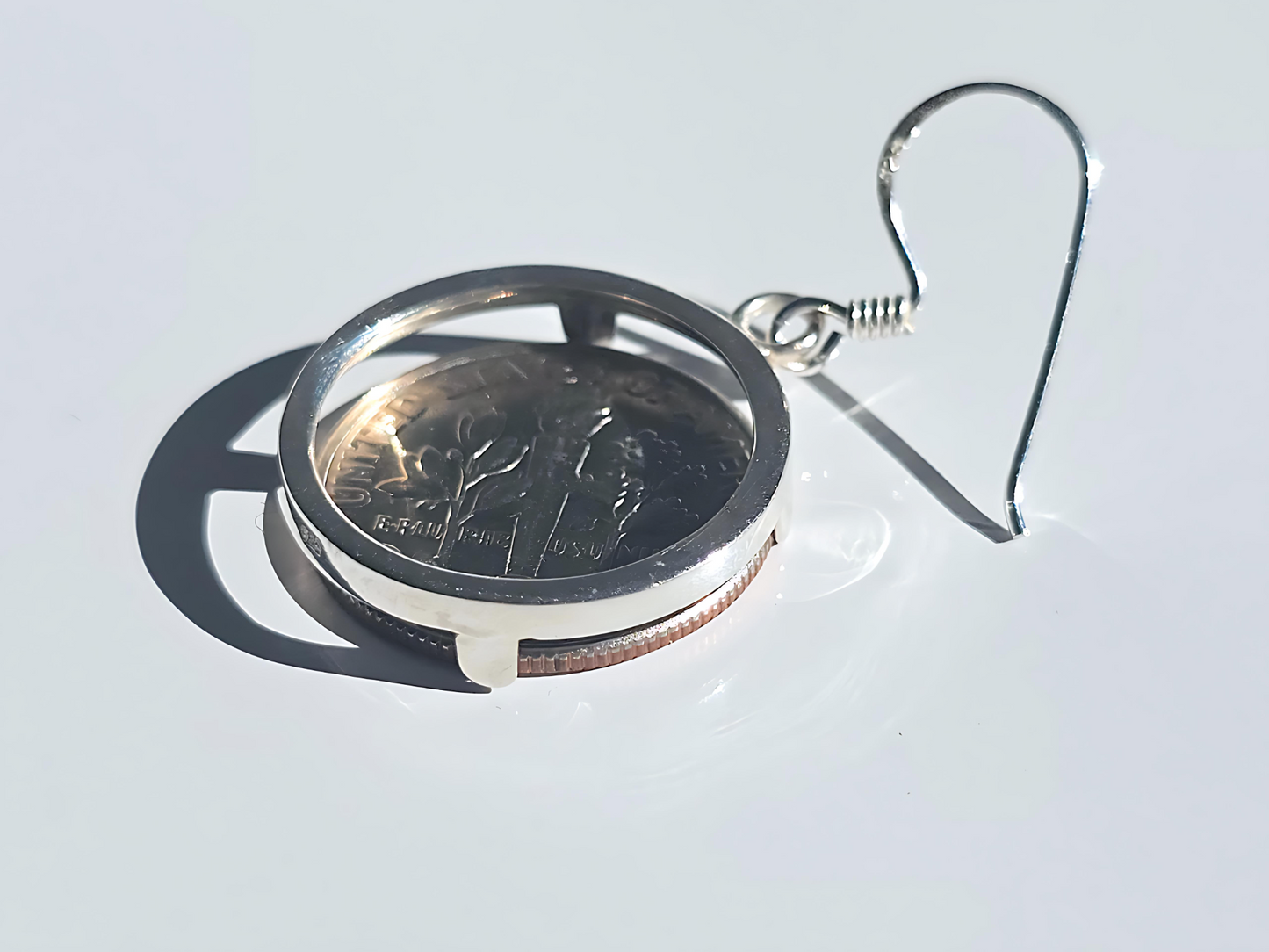 925 Sterling Silver Prong Back Simple Bezel Earring for 18mm Dime 10 Cent Coins