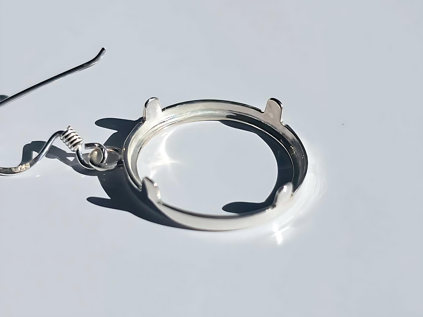 925 Sterling Silver Prong Back Simple Bezel Earring for 18mm Dime 10 Cent Coins