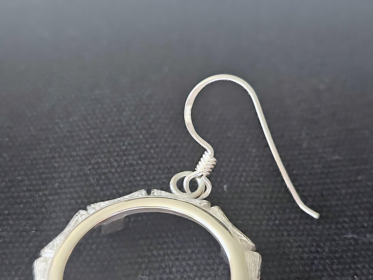 925 Sterling Silver Prong Back Bamboo Edge Bezel Earring for 18mm 10 Cent Coins