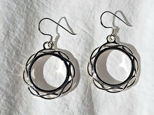 925 Sterling Silver Prong Back Braided Edge Bezel Earring for 18mm 10 Cent Coins