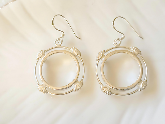 925 Sterling Silver Prong Back Clamshell Edge Bezel Earring for 18mm Dime 10 Cent Coins