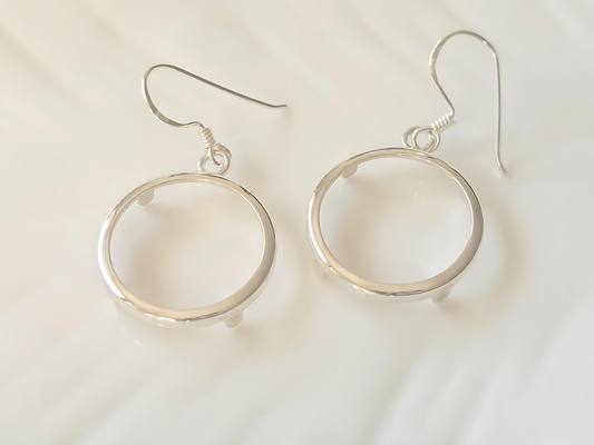 925 Sterling Silver Prong Back Round Edge Bezel Earring for 18mm Dime 10 Cent Coins