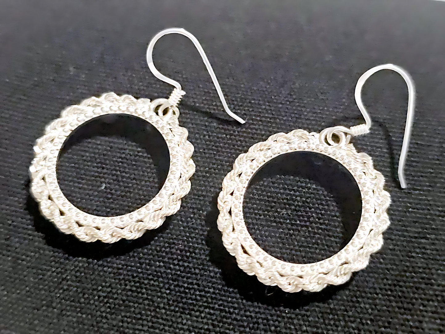 925 Sterling Silver Prong Back Illusion Rope Bezel Earring for 18mm Dime 10 Cent Coins