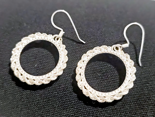 925 Sterling Silver Prong Back Illusion Rope Bezel Earring for 18mm Dime 10 Cent Coins