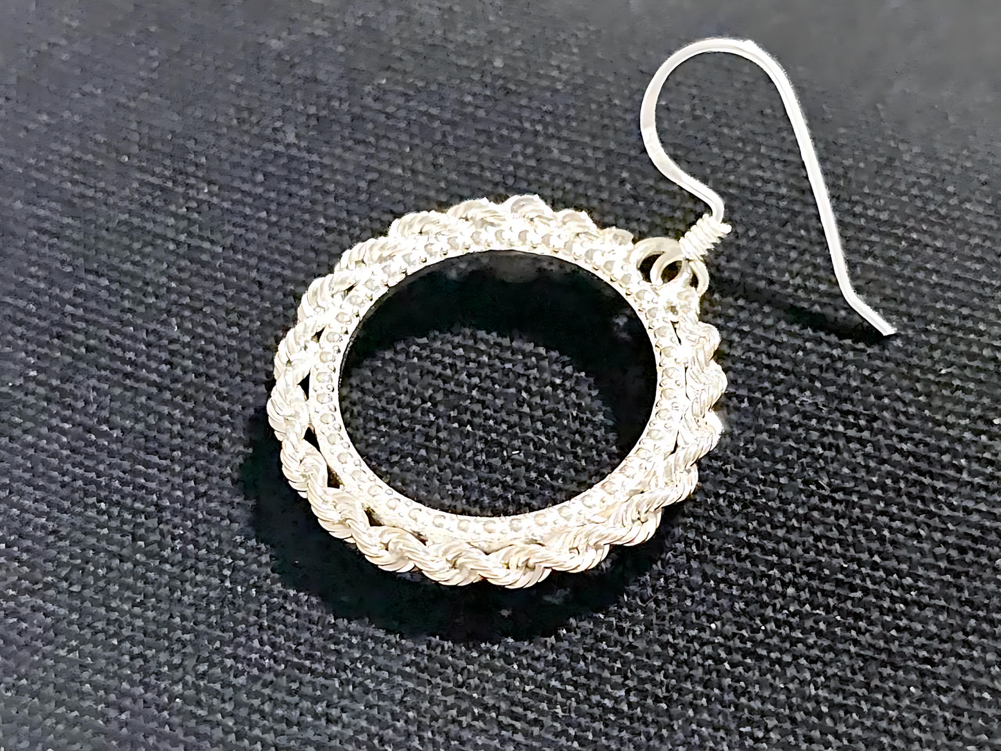 925 Sterling Silver Prong Back Illusion Rope Bezel Earring for 18mm Dime 10 Cent Coins