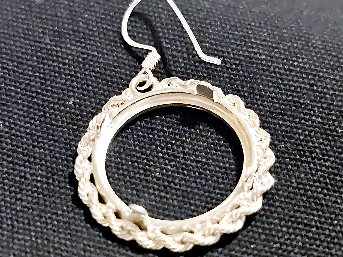 925 Sterling Silver Prong Back Illusion Rope Bezel Earring for 18mm Dime 10 Cent Coins