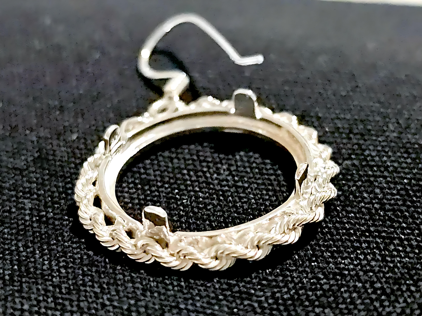 925 Sterling Silver Prong Back Illusion Rope Bezel Earring for 18mm Dime 10 Cent Coins