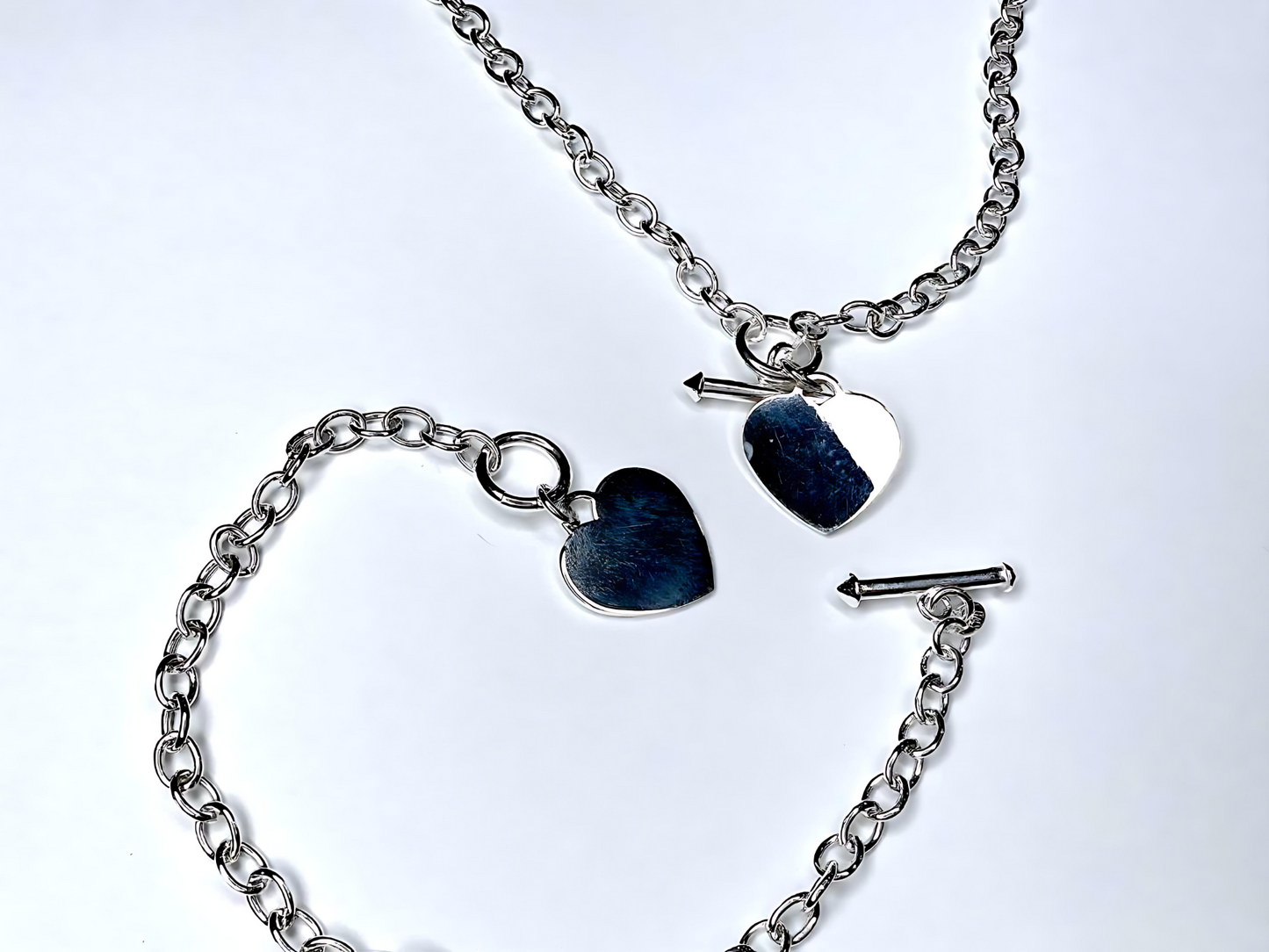925 Sterling Silver 4.5mm Hollow Oval Links Bracelet Necklace with Heart Tag