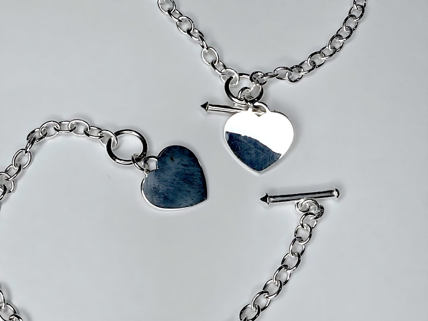 925 Sterling Silver 4.5mm Hollow Oval Links Bracelet Necklace with Heart Tag