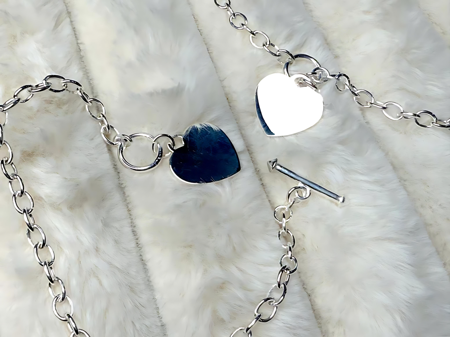 925 Sterling Silver 4.5mm Hollow Oval Links Bracelet Necklace with Heart Tag