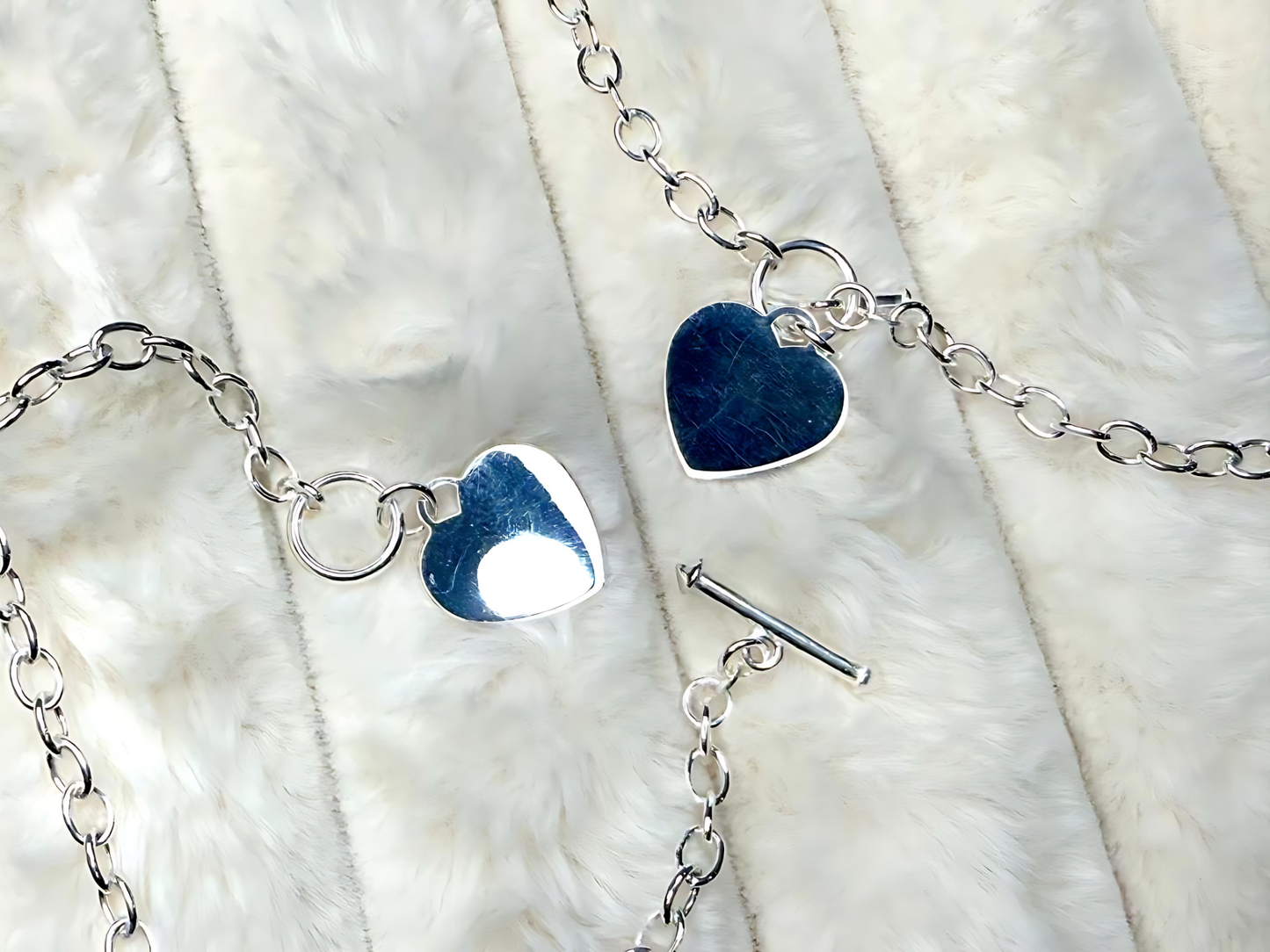 925 Sterling Silver 4.5mm Hollow Oval Links Bracelet Necklace with Heart Tag