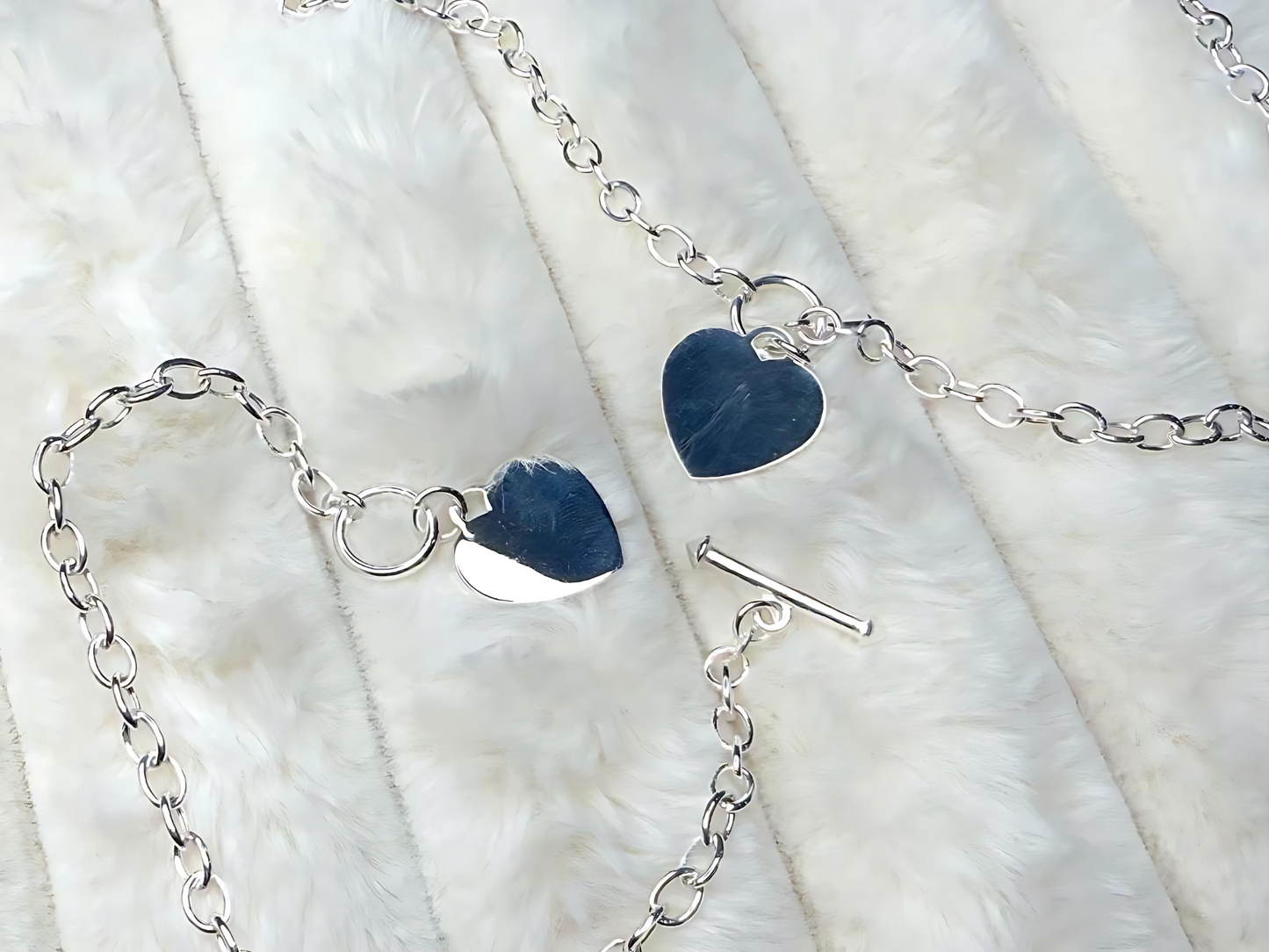 925 Sterling Silver 4.5mm Hollow Oval Links Bracelet Necklace with Heart Tag