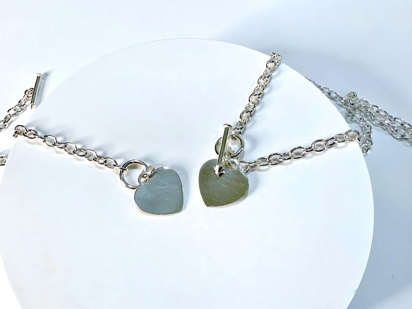 925 Sterling Silver 4.5mm Hollow Oval Links Bracelet Necklace with Heart Tag