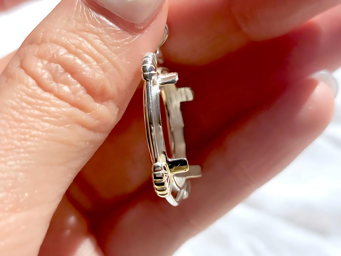 925 Sterling Silver Prong Back Clamshell Edge Bezel for 18mm 10 Cent Coins