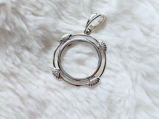 925 Sterling Silver Prong Back Clamshell Edge Bezel for 19mm Penny 1 Cent Coins