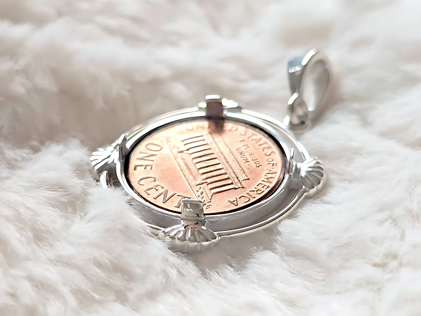 925 Sterling Silver Prong Back Clamshell Edge Bezel for 19mm Penny 1 Cent Coins