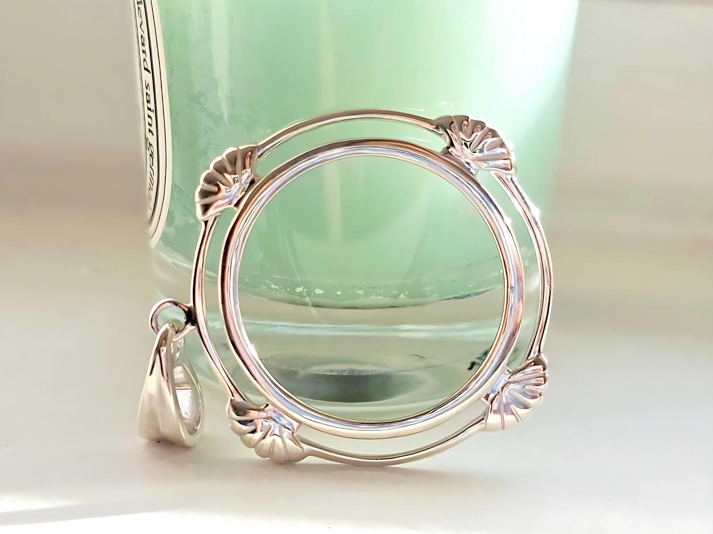 925 Sterling Silver Prong Back Clamshell Edge Bezel for 24mm Quarter 25Cent Coins